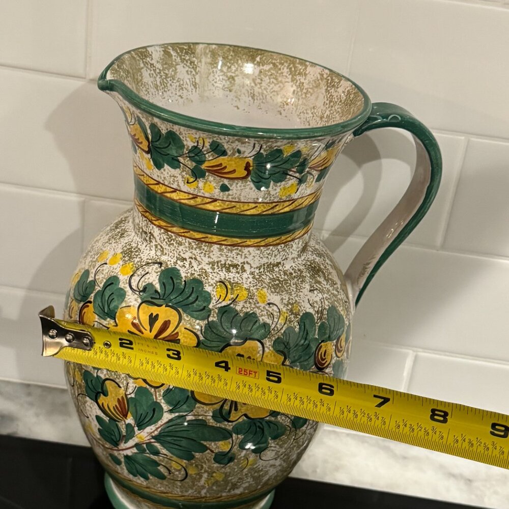 WERTARBEIT HERSTELLUNG VERTRIEB Pottery vase Large Pitcher Flowers Green 214/25 - Picture 15 of 16